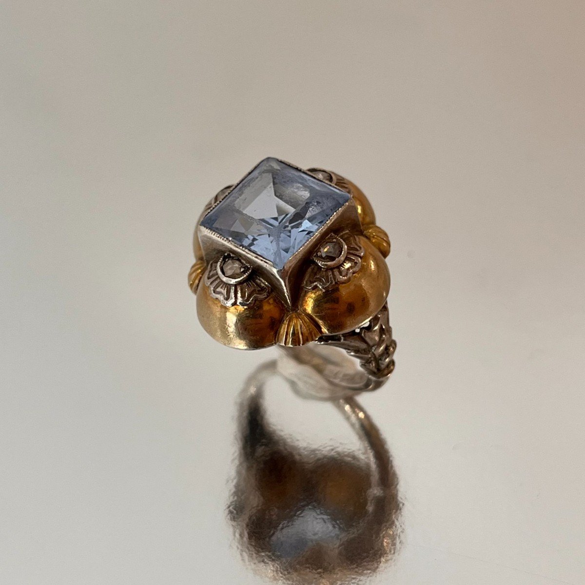 Bague Art Déco Catalane Des Années 1930. Argent Et Vermeil.-photo-2