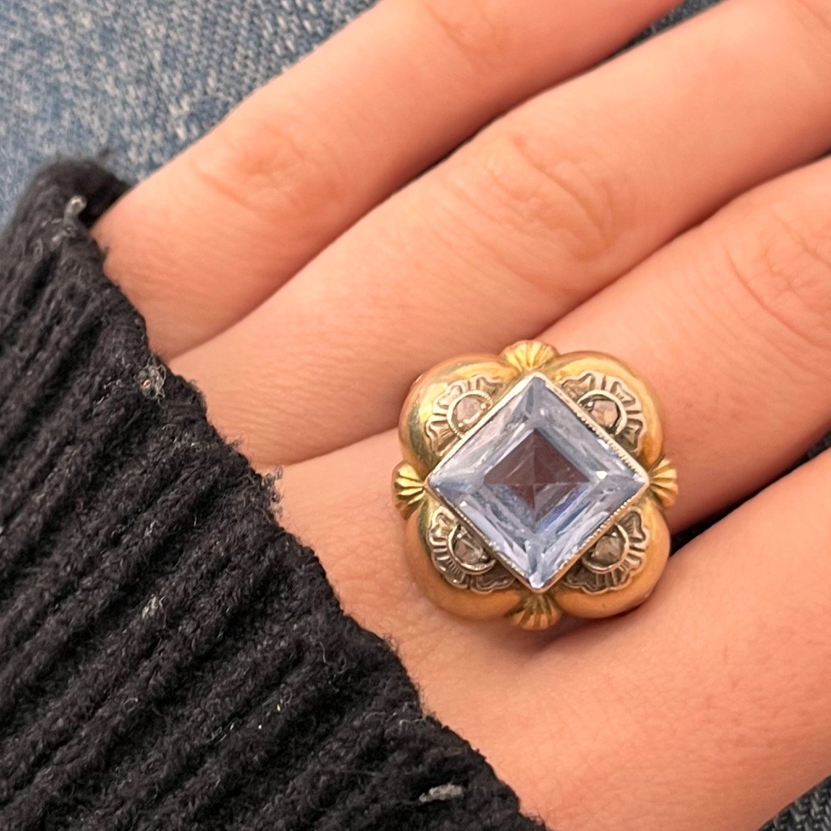 Bague Art Déco Catalane Des Années 1930. Argent Et Vermeil.