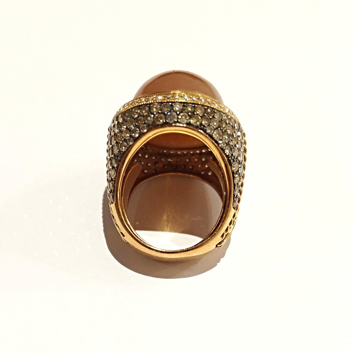 Imposing Signet Ring In Rose Gold, Aventurine And Diamonds-photo-1
