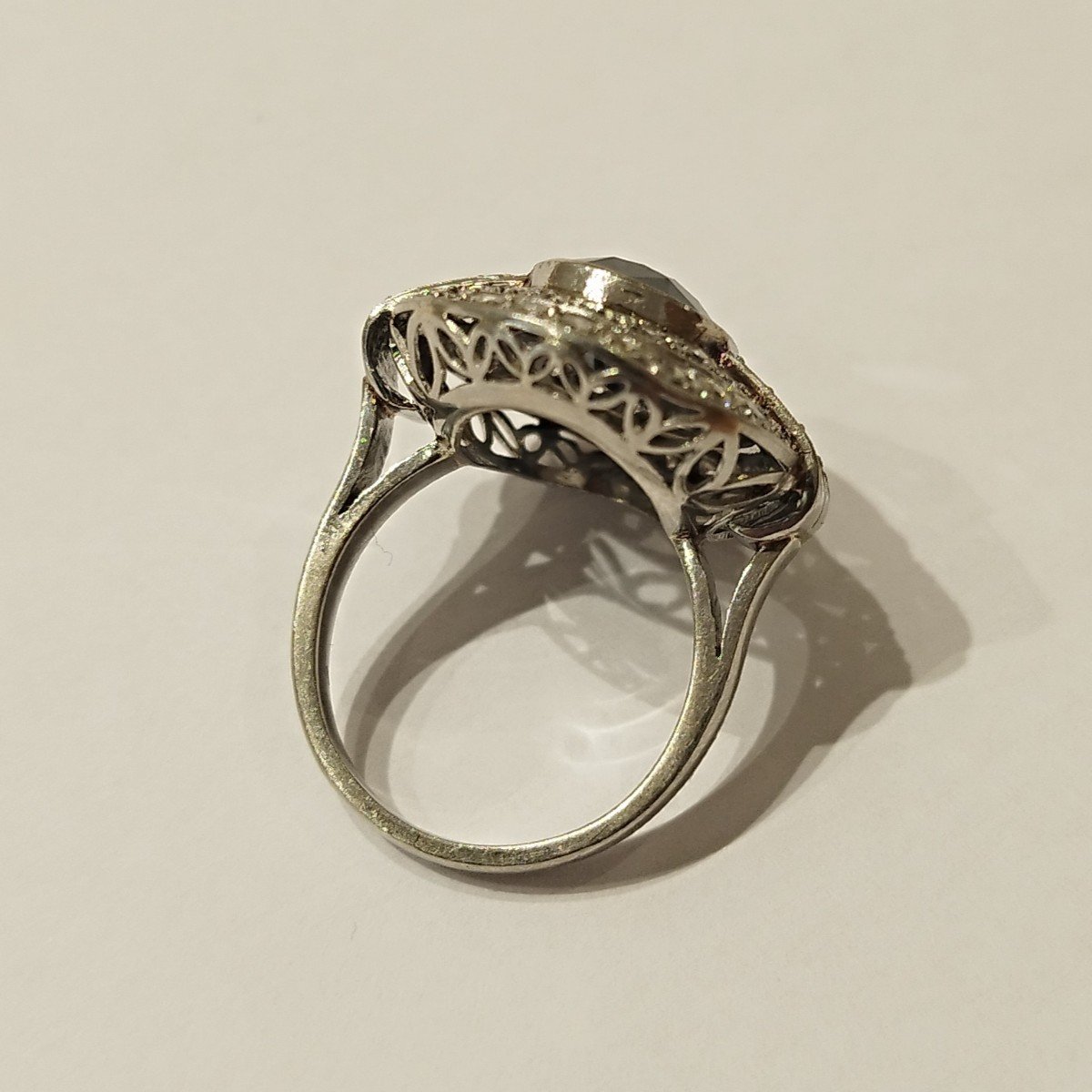Art Deco Sapphire And Diamond Ring, Platinum.-photo-4
