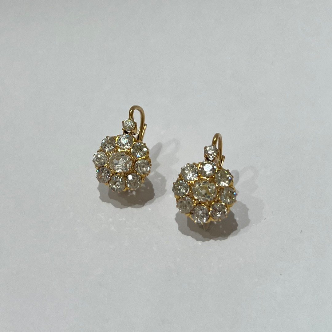 Dormeuses En Diamants Taille Ancienne, Or Jaune 18k-photo-1