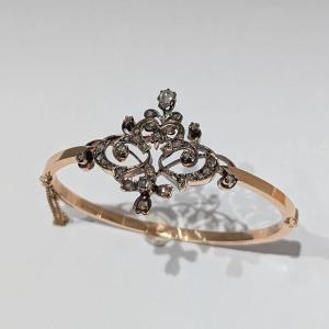  Bracelet Des Années 1870, Diamants Taille Rose Et Or 18 Carats.