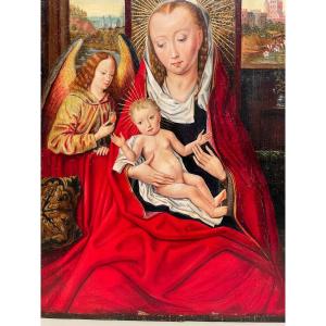 19th Or Older Flemish Primitives - Mother And Child On Wood