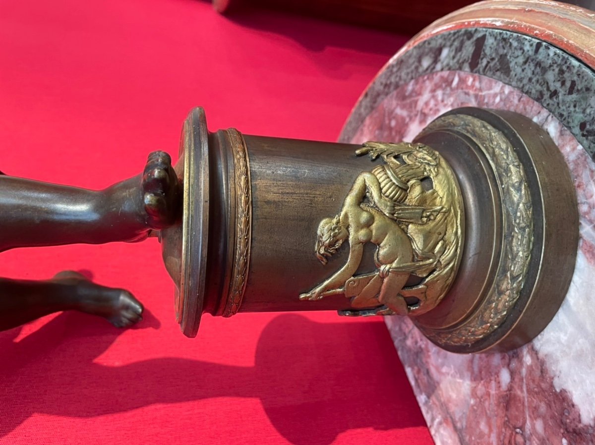 Putto Angel In Bronze With Brown Patina-photo-1