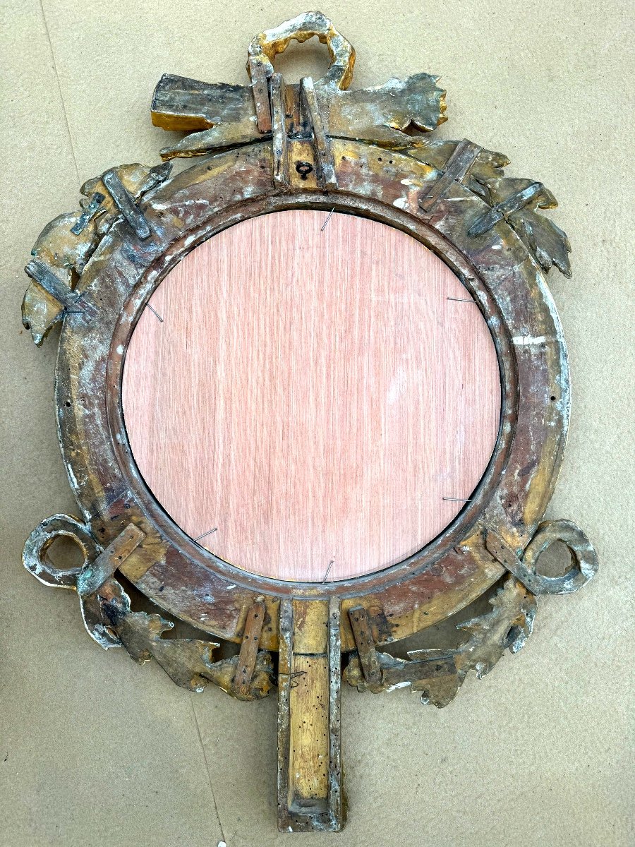 Louis XVI Gilded Wood Witch Mirror-photo-4