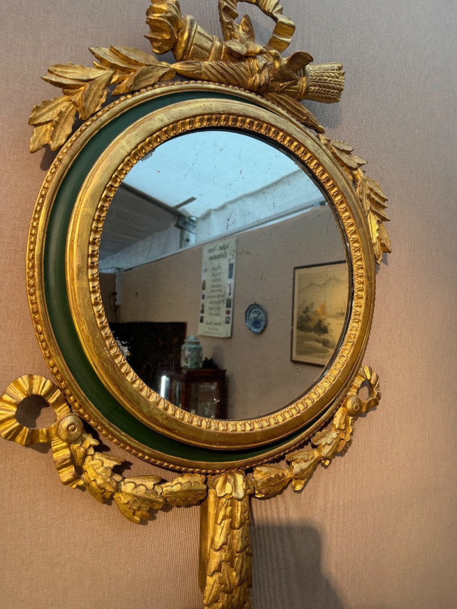 Louis XVI Gilded Wood Witch Mirror-photo-1