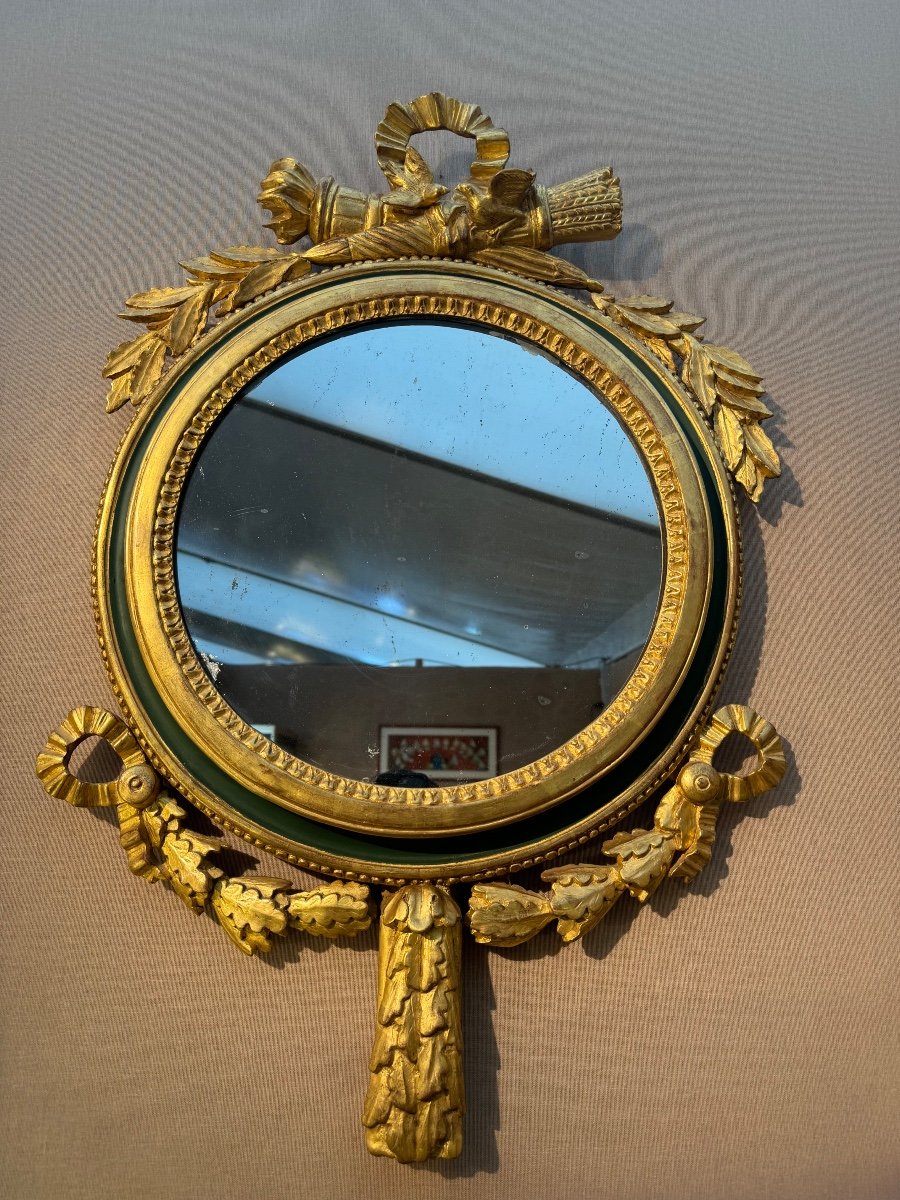 Louis XVI Gilded Wood Witch Mirror