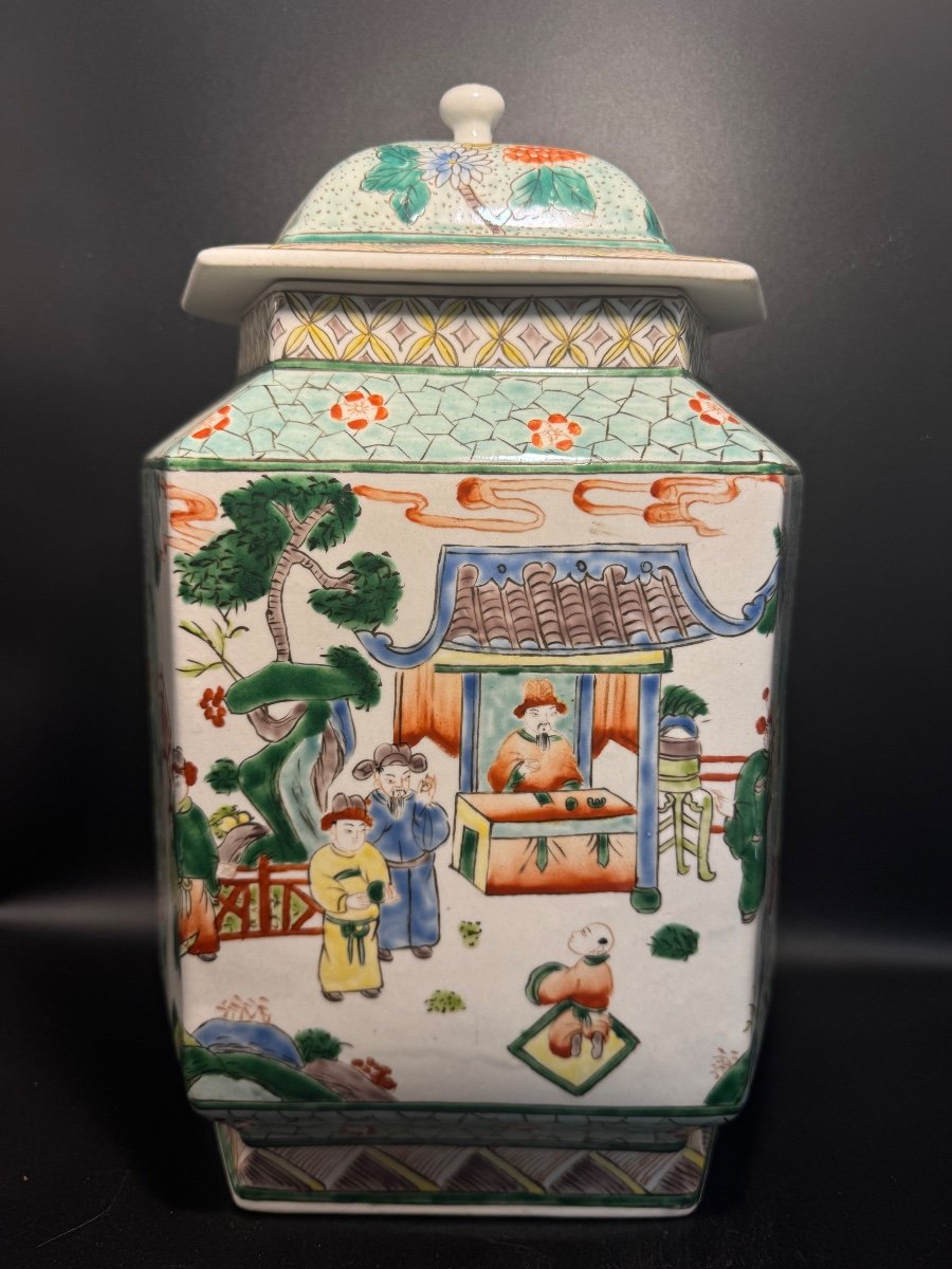 Famille Verte Porcelain Covered Vase