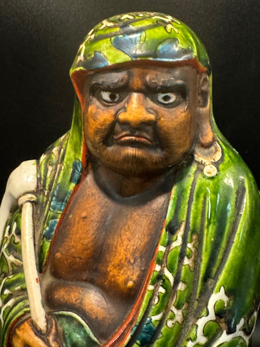 Daruma Statuette In Glazed Stoneware-photo-2