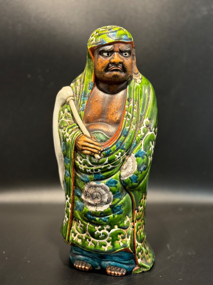 Daruma Statuette In Glazed Stoneware