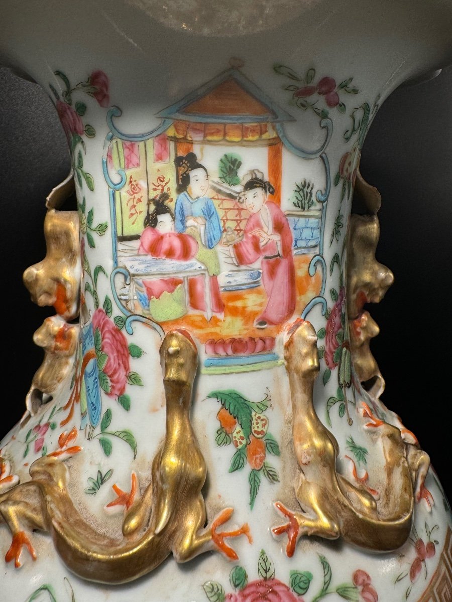 Paire De Vase En Porcelaine De Canton-photo-3