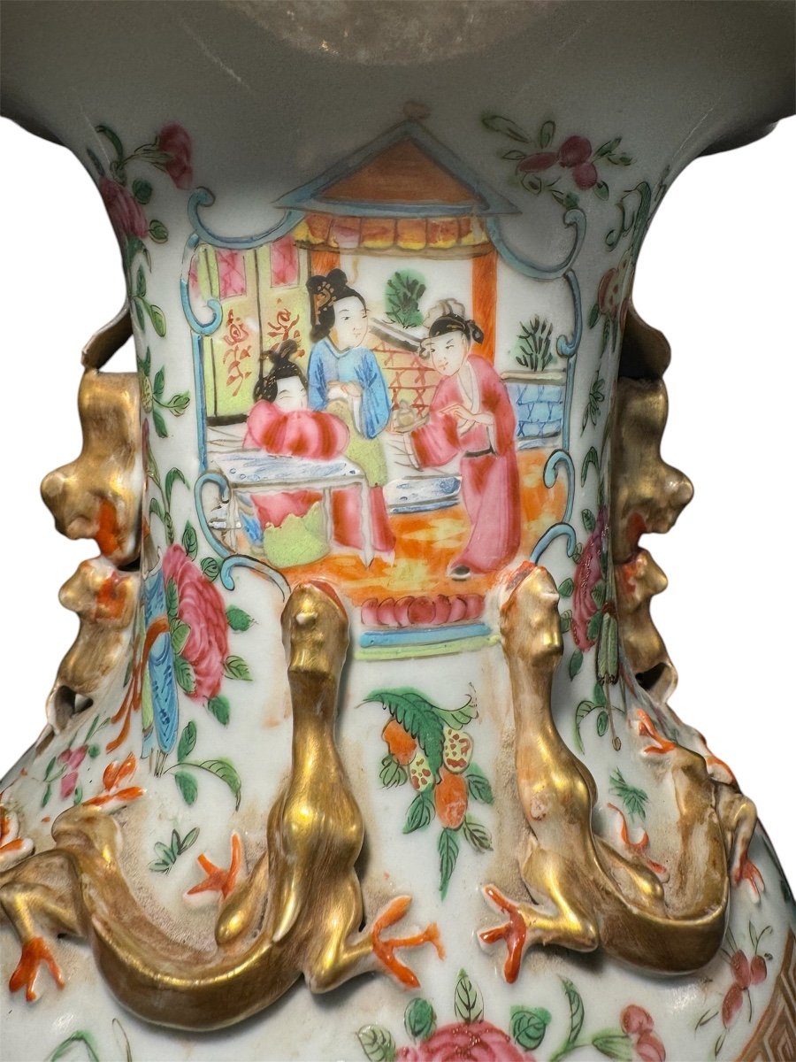 Paire De Vase En Porcelaine De Canton-photo-3