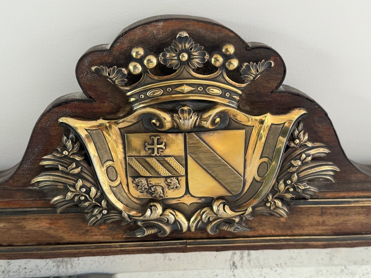 Antique Mirror With The Coat Of Arms Of The Durfort Family-photo-2