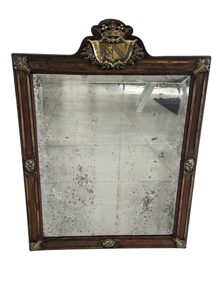 Antique Mirror With The Coat Of Arms Of The Durfort Family