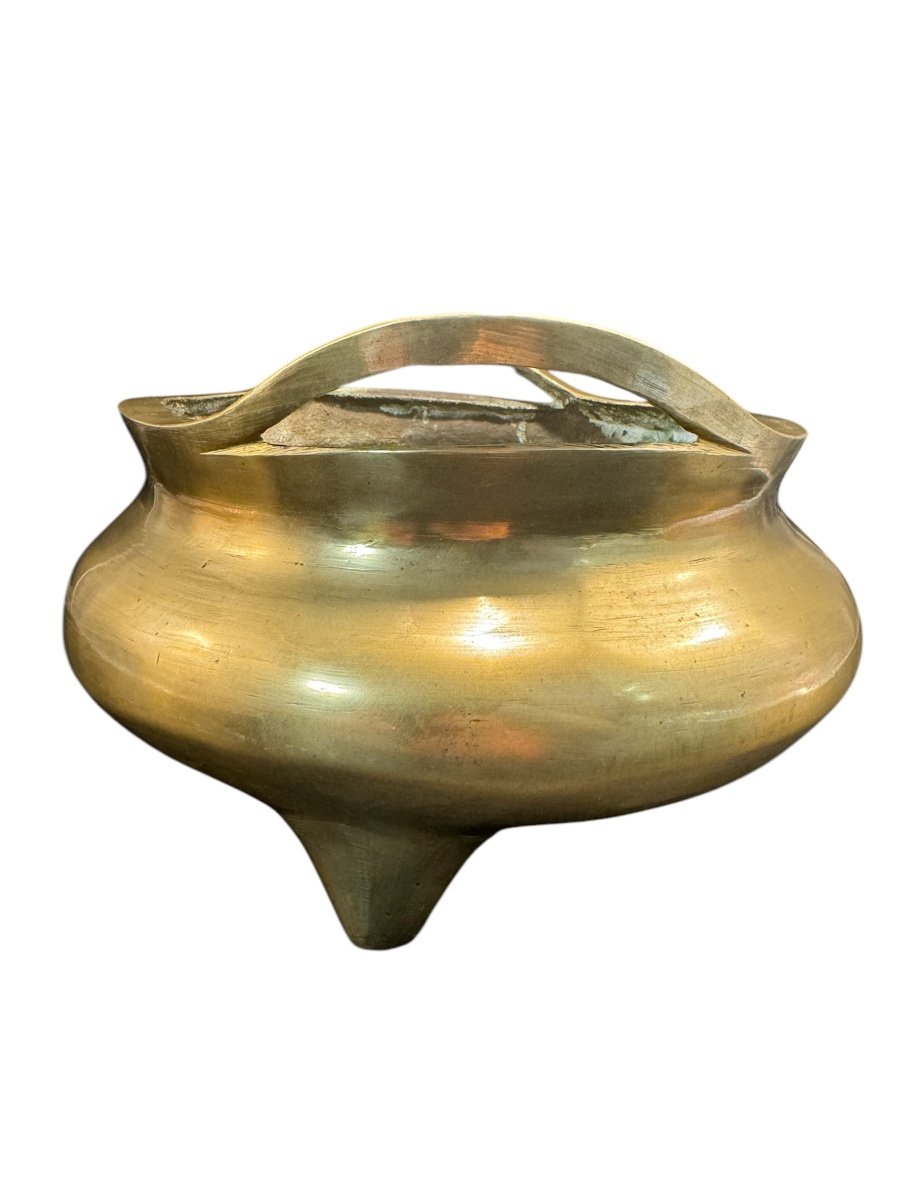 Chinese Bronze Tripod Perfume Burner-photo-2