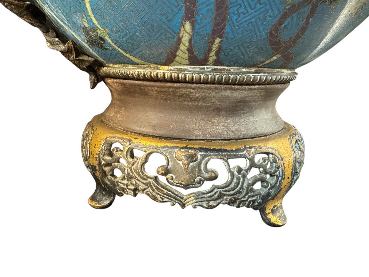 Cloisonné Enamel Bronze Jardiniere-photo-1