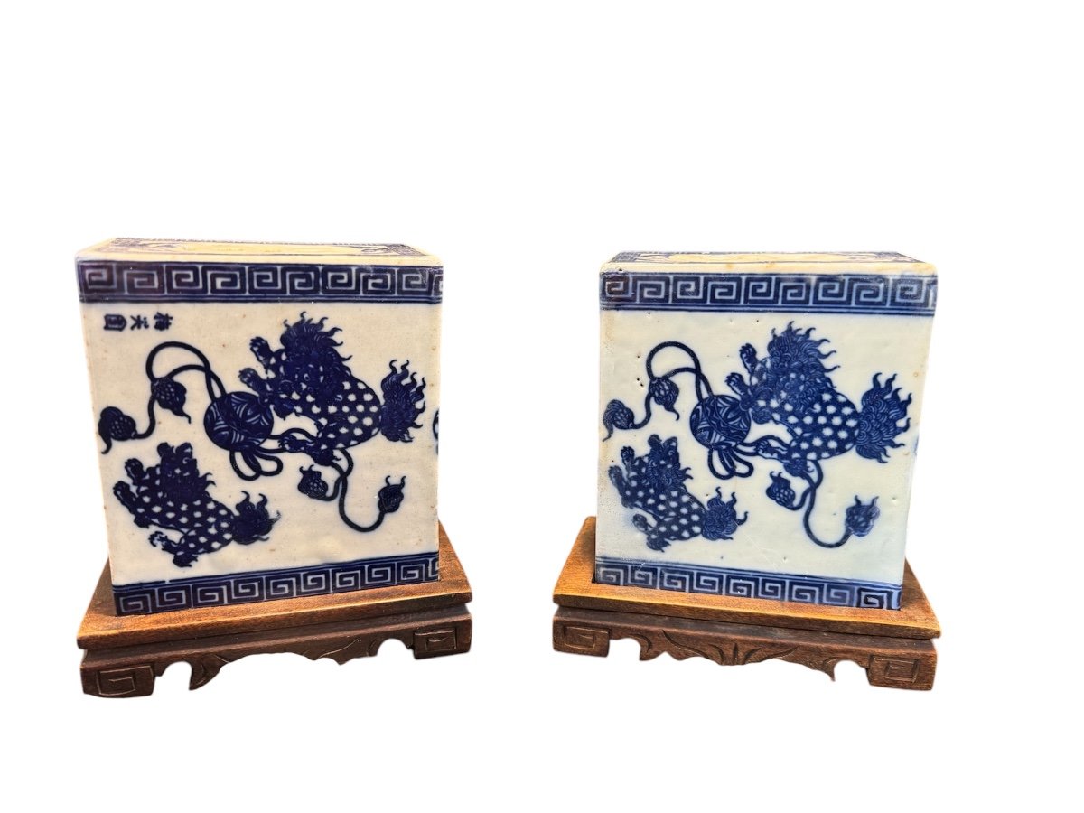 Pair Of Chinese Porcelain Cricket Boxes