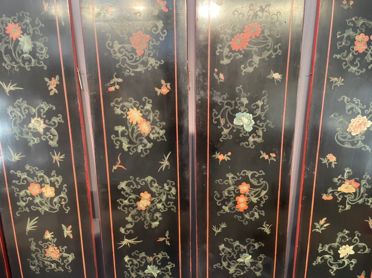 Screen With Six Leaves In Chinese Red Lacquer-photo-1