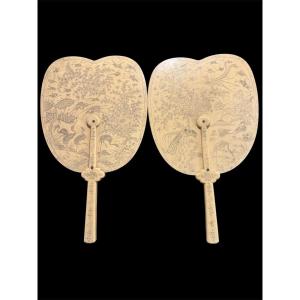 Pair Of Engraved Fans