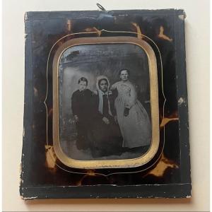 Photographie - Ambrotype encadrée - Portrait de groupe 