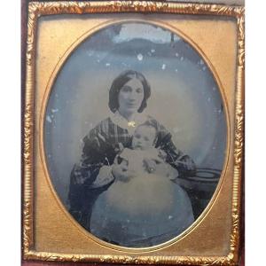 Photographie  - Ambrotype - Mère à l'Enfant