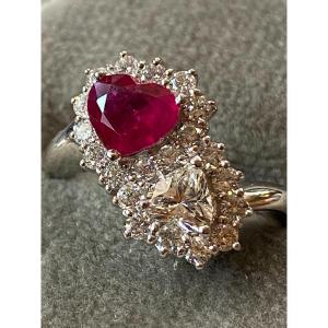 Ring “toi Et Moi” Ruby And Diamond Ref725r12