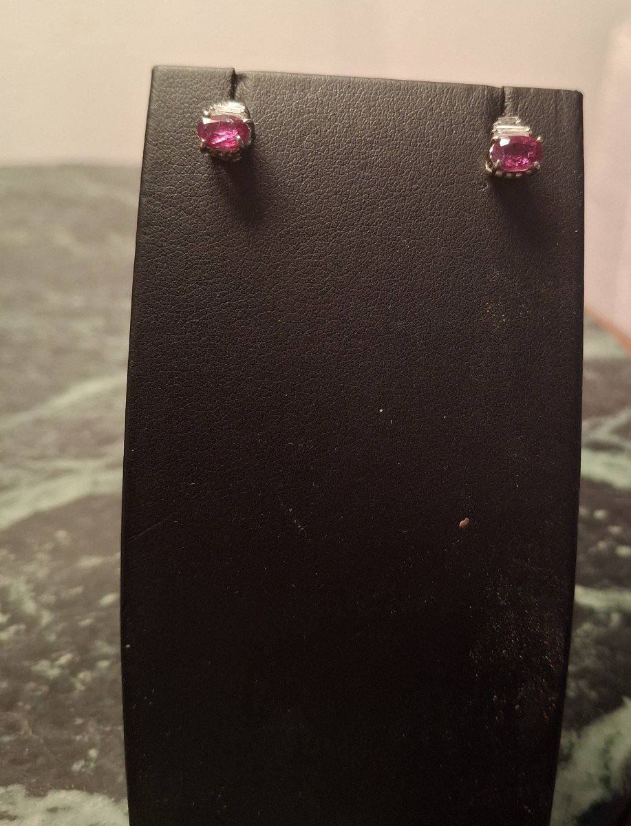 Boucles d'Oreille Diamant Et Rubis