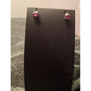 Boucles d'Oreille Diamant Et Rubis