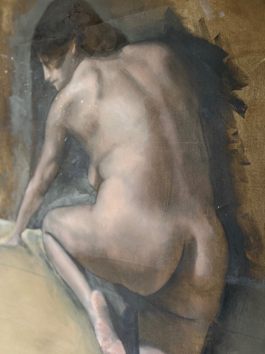 Large Oil On Canvas Nude-photo-2