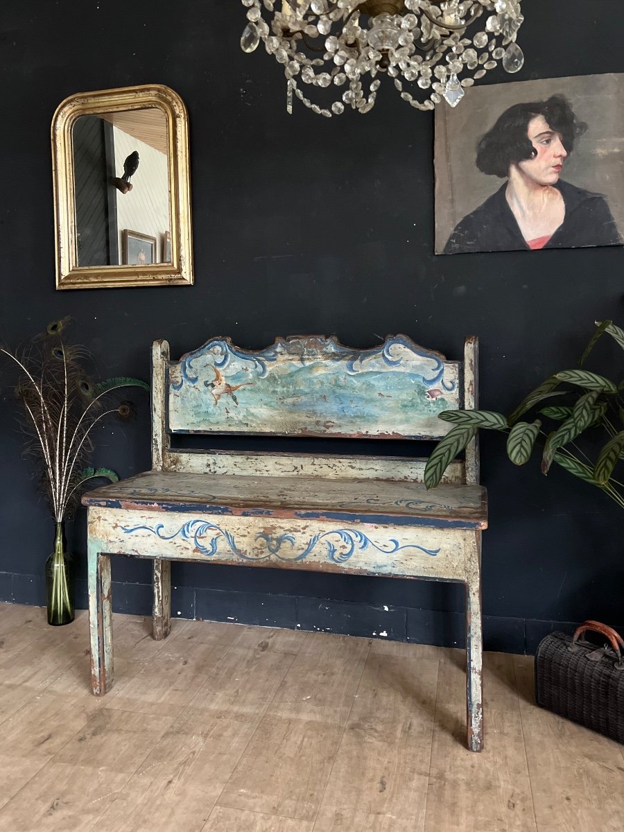 Banc Polychrome Ancien-photo-2