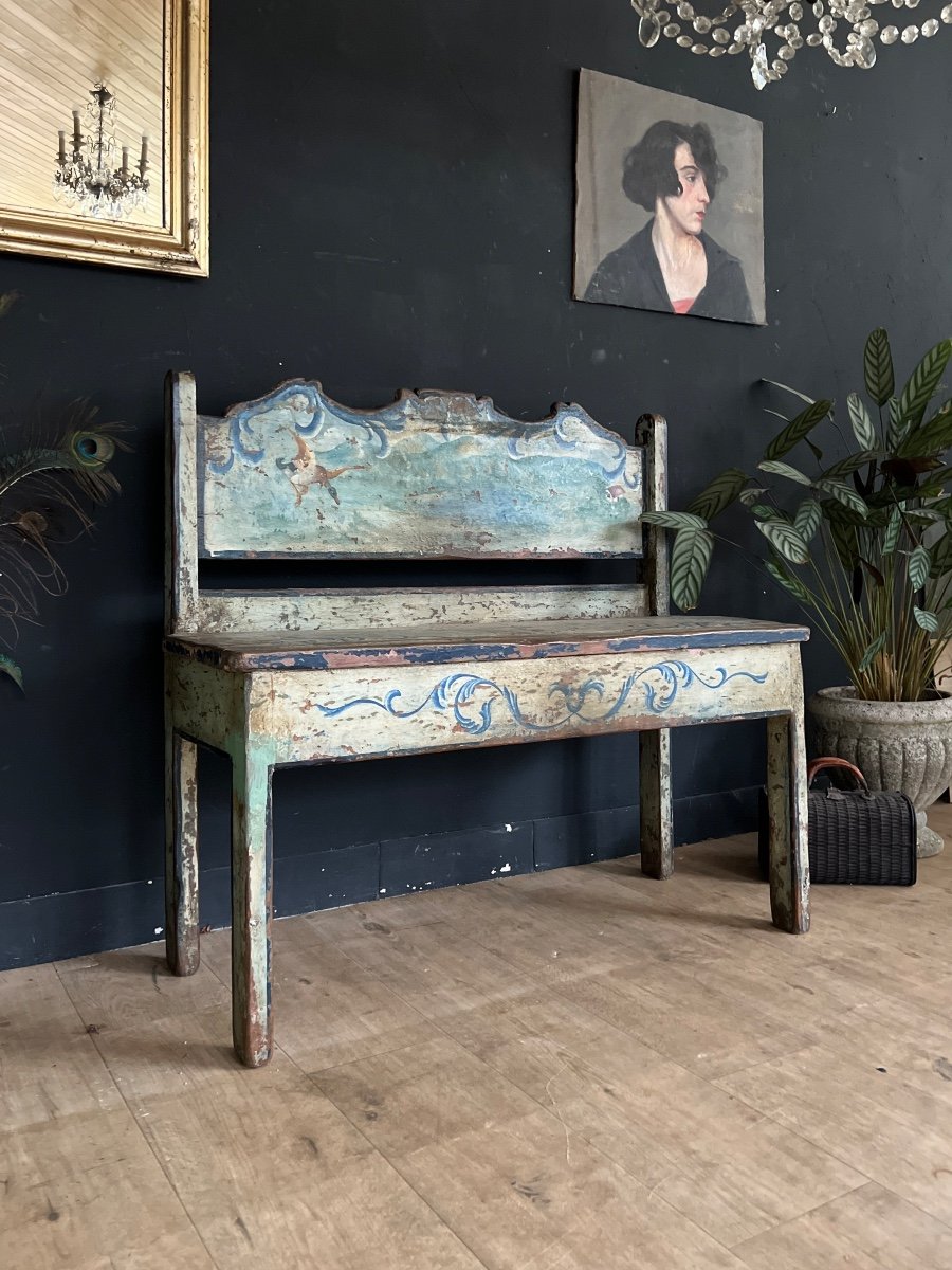 Banc Polychrome Ancien-photo-3