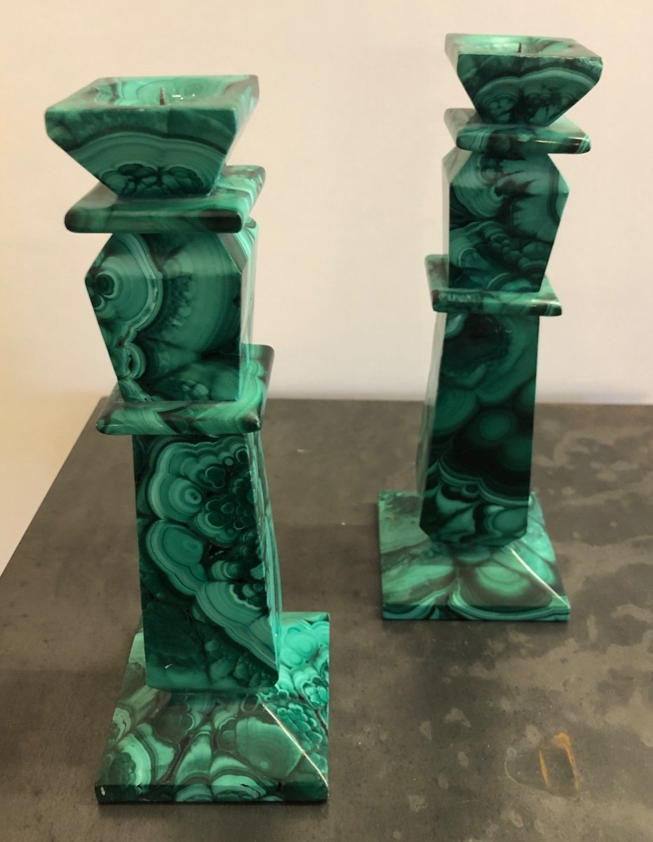 Pair Of Malachite Candlesticks