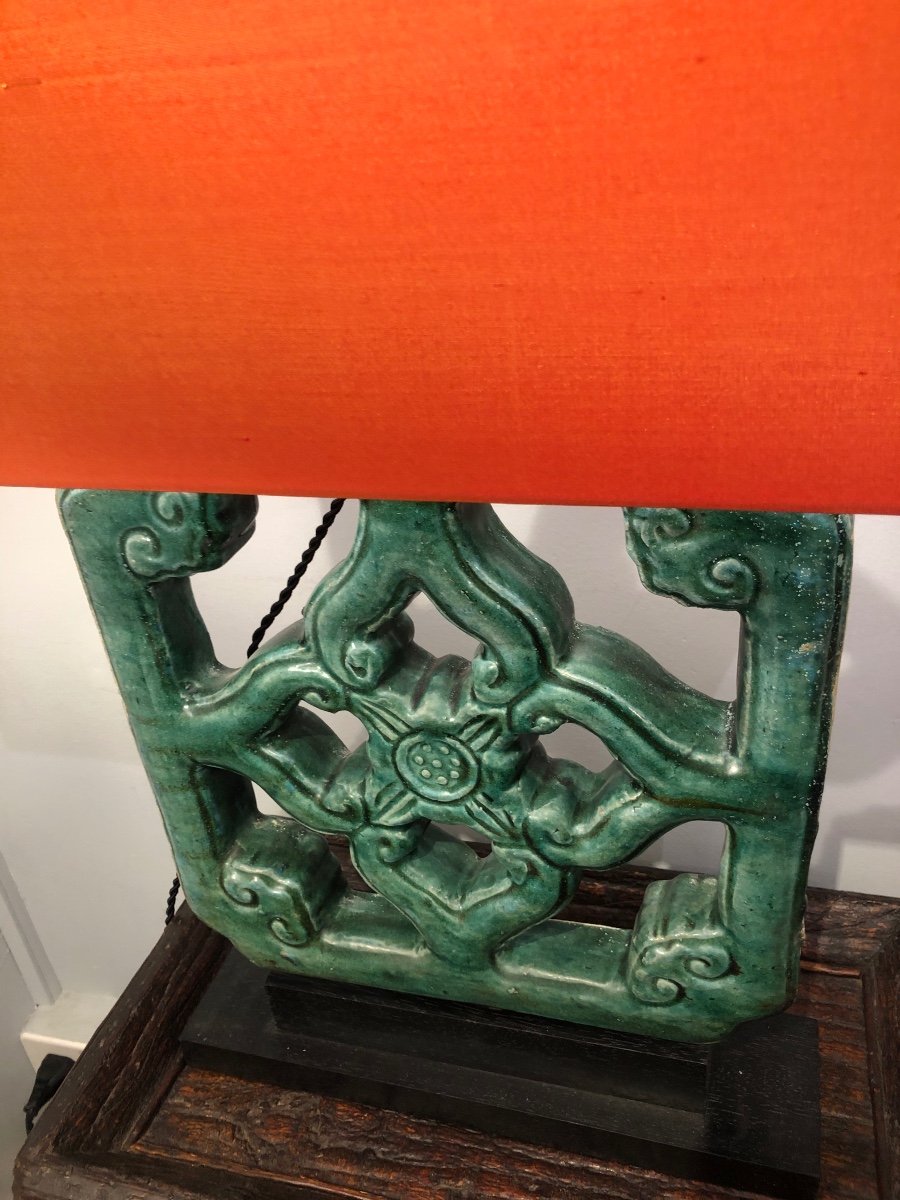 Paire De Lampes , Briques Chinoise Verte -photo-3