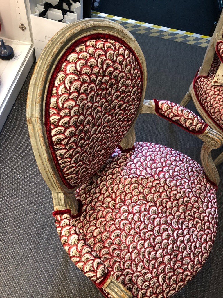 Pair Of Louis XVI Cabriolet Armchairs Stamped Girardau-photo-2