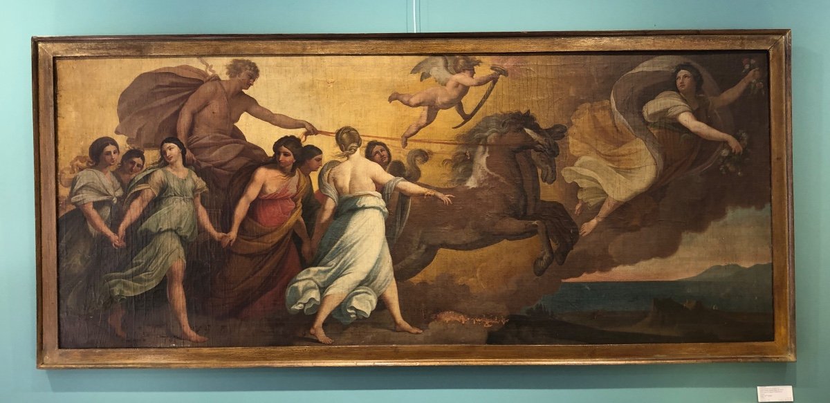 l' Aurore Huile Sur Toile Ancienne Copie d'Un Tableau De Guido Reni  