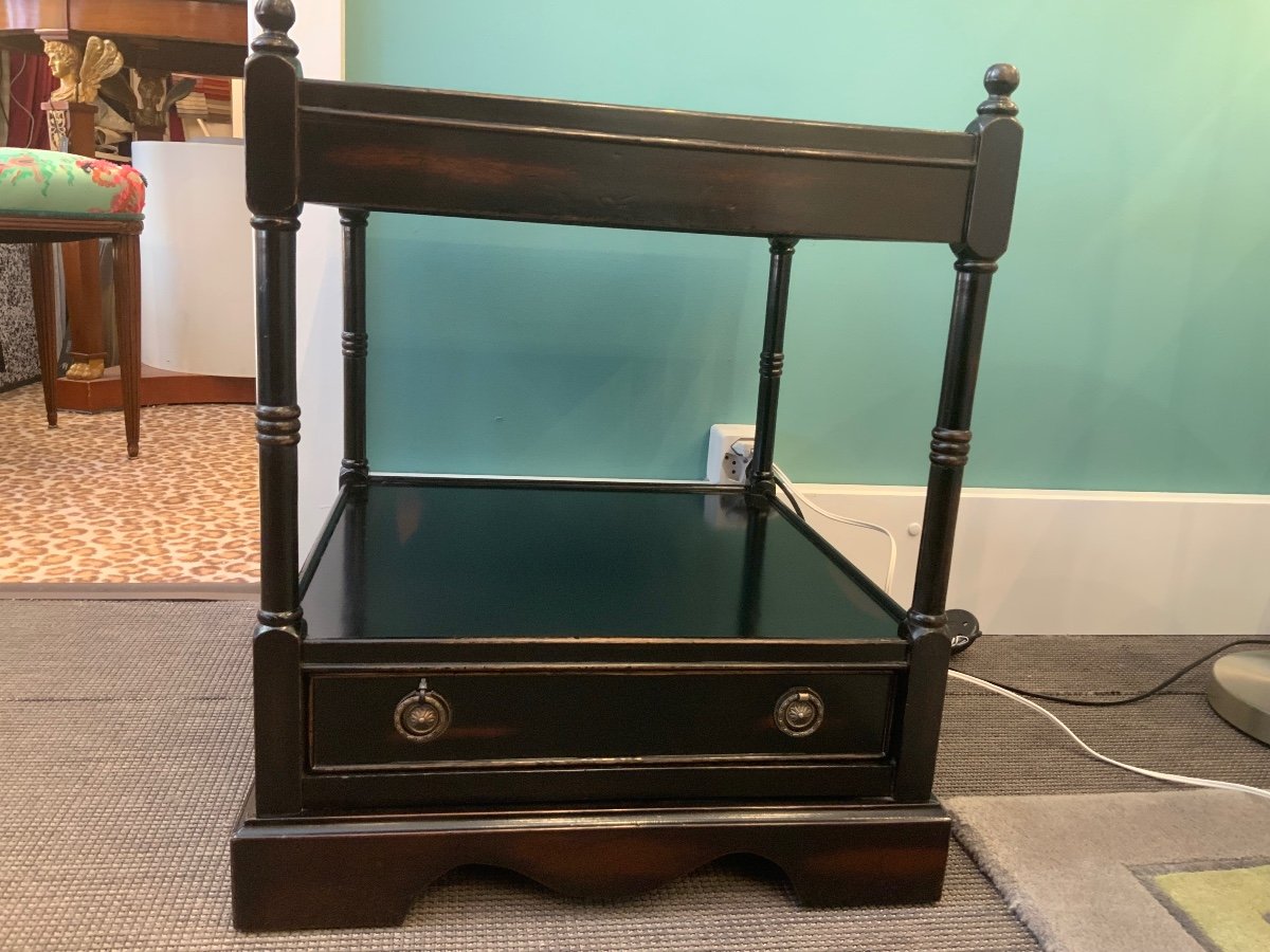 End Table, Bedside Table In Black Lacquered Wood-photo-4