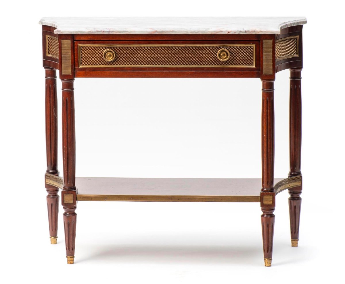 Pair Of Louis XVI Style Mahogany Consoles-photo-2