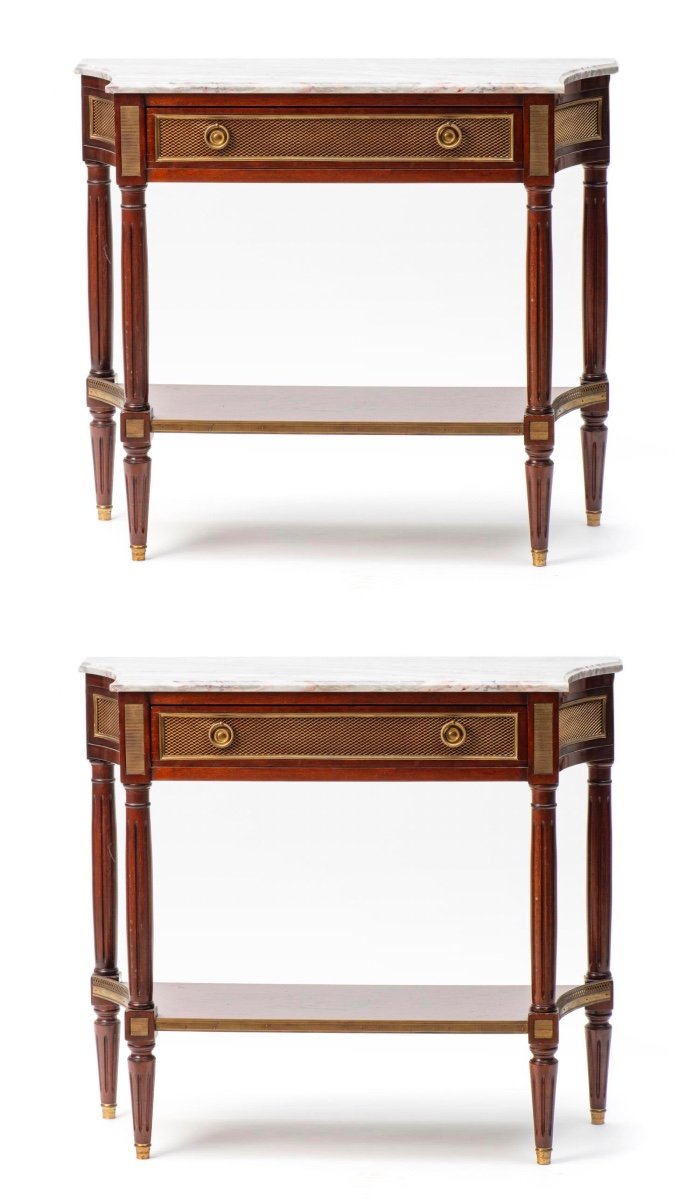 Pair Of Louis XVI Style Mahogany Consoles