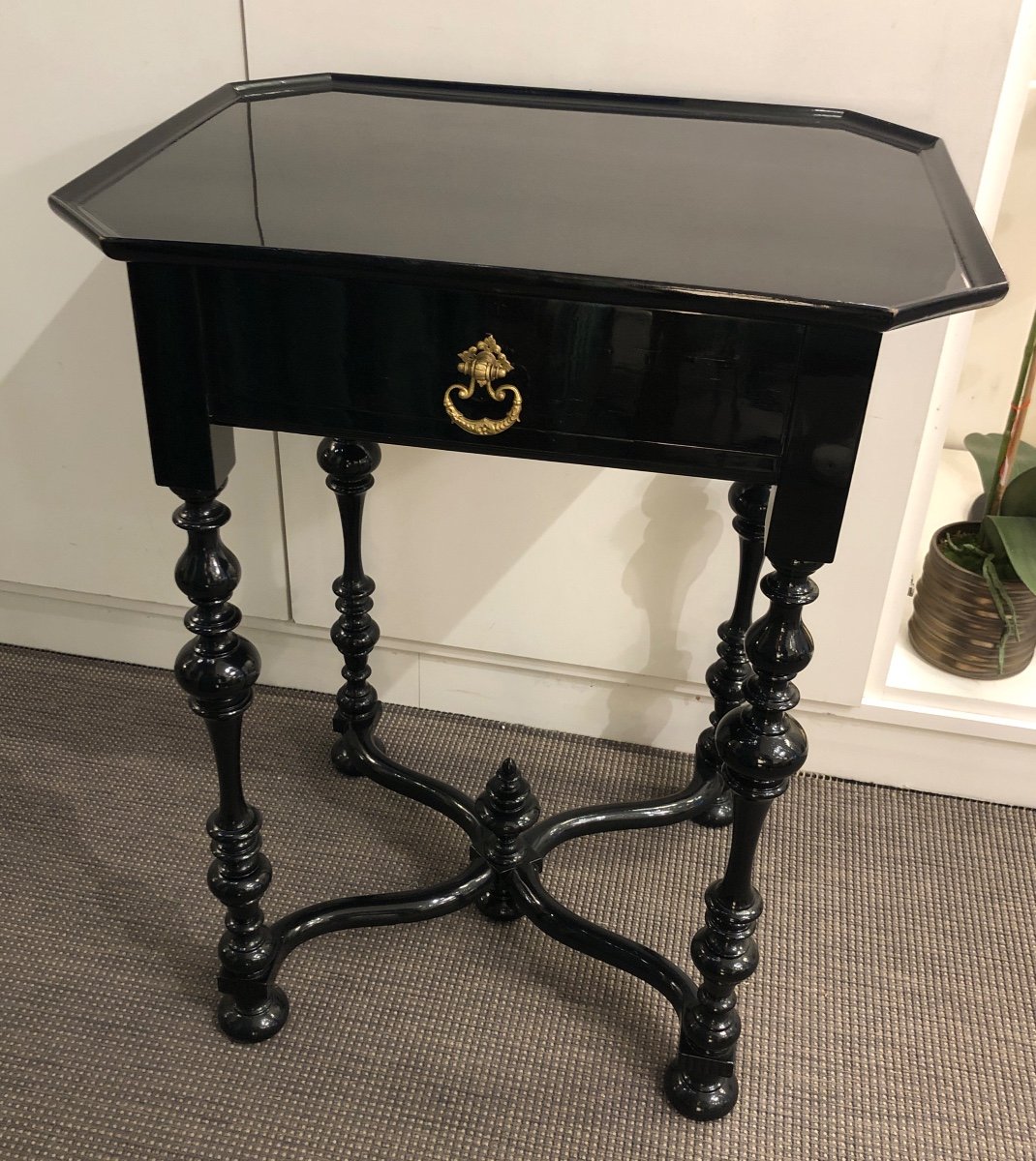 Henri II Black Lacquered Table 