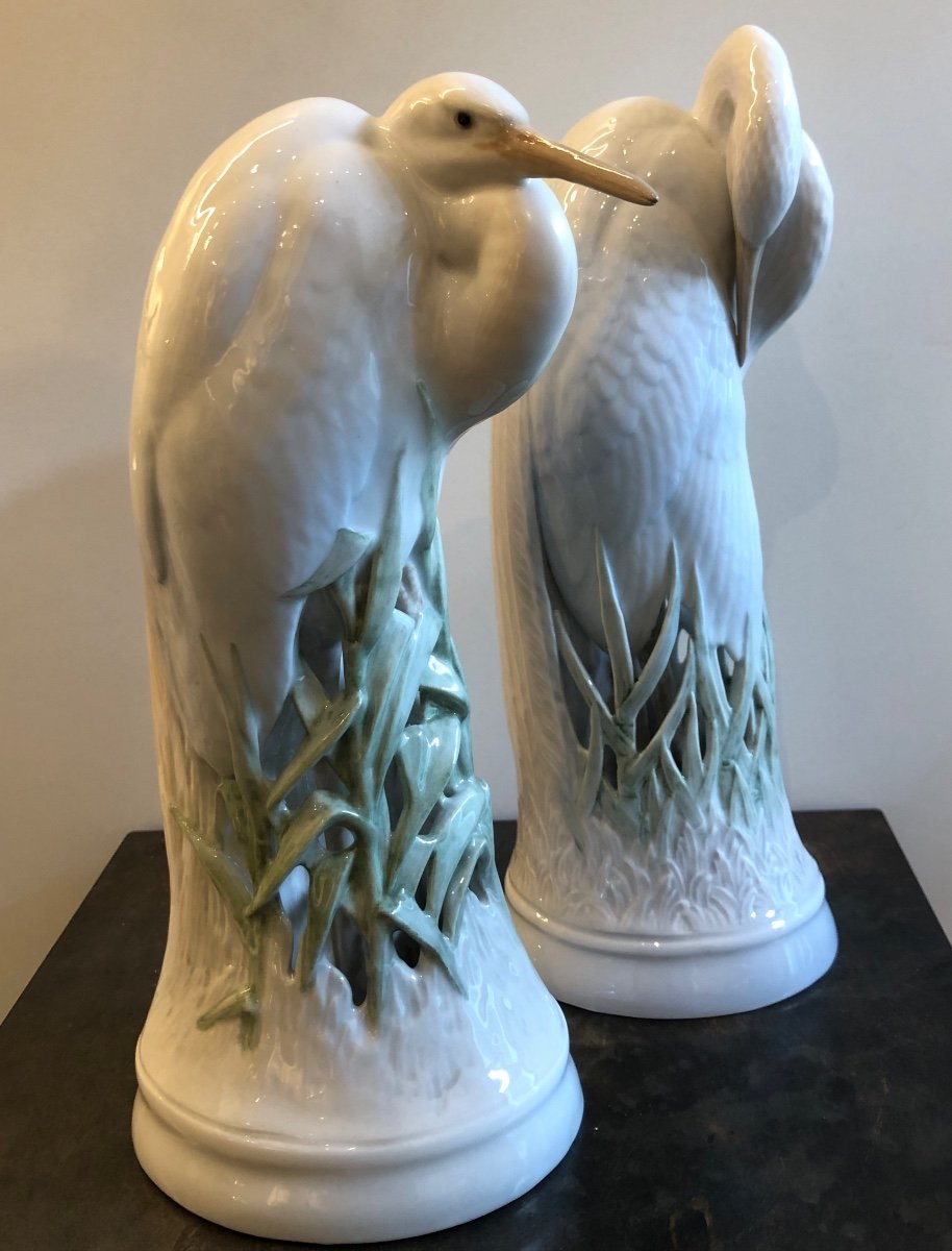 Royal Copenhagen Porcelain Heron Pair  