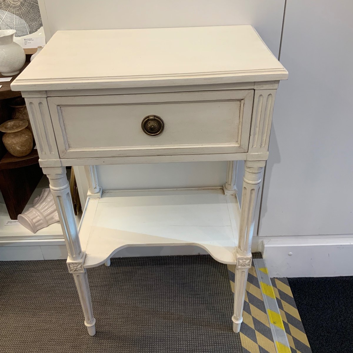 Pair Of Louis XVI Beige Lacquered Bedside Tables -photo-4