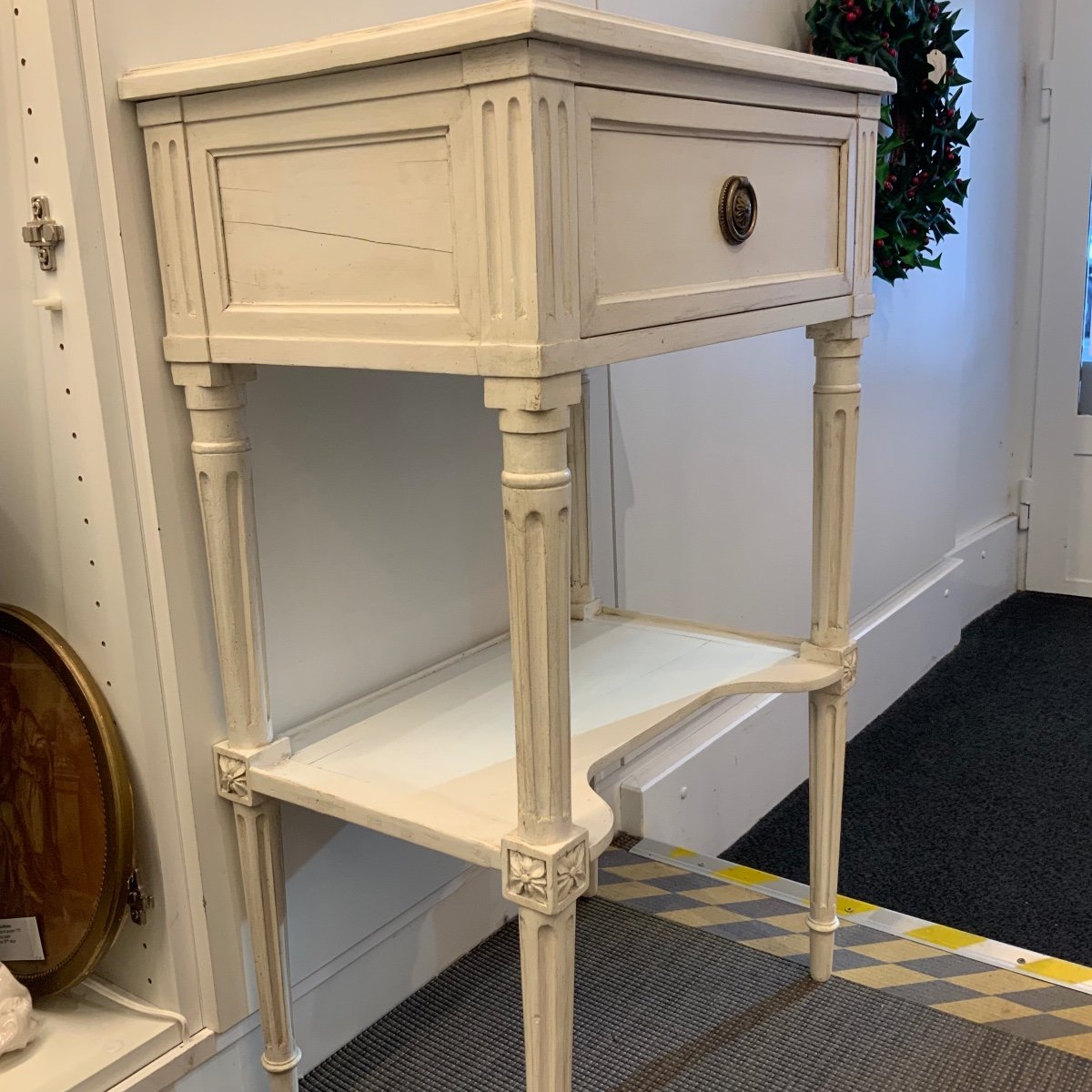 Pair Of Louis XVI Beige Lacquered Bedside Tables -photo-5