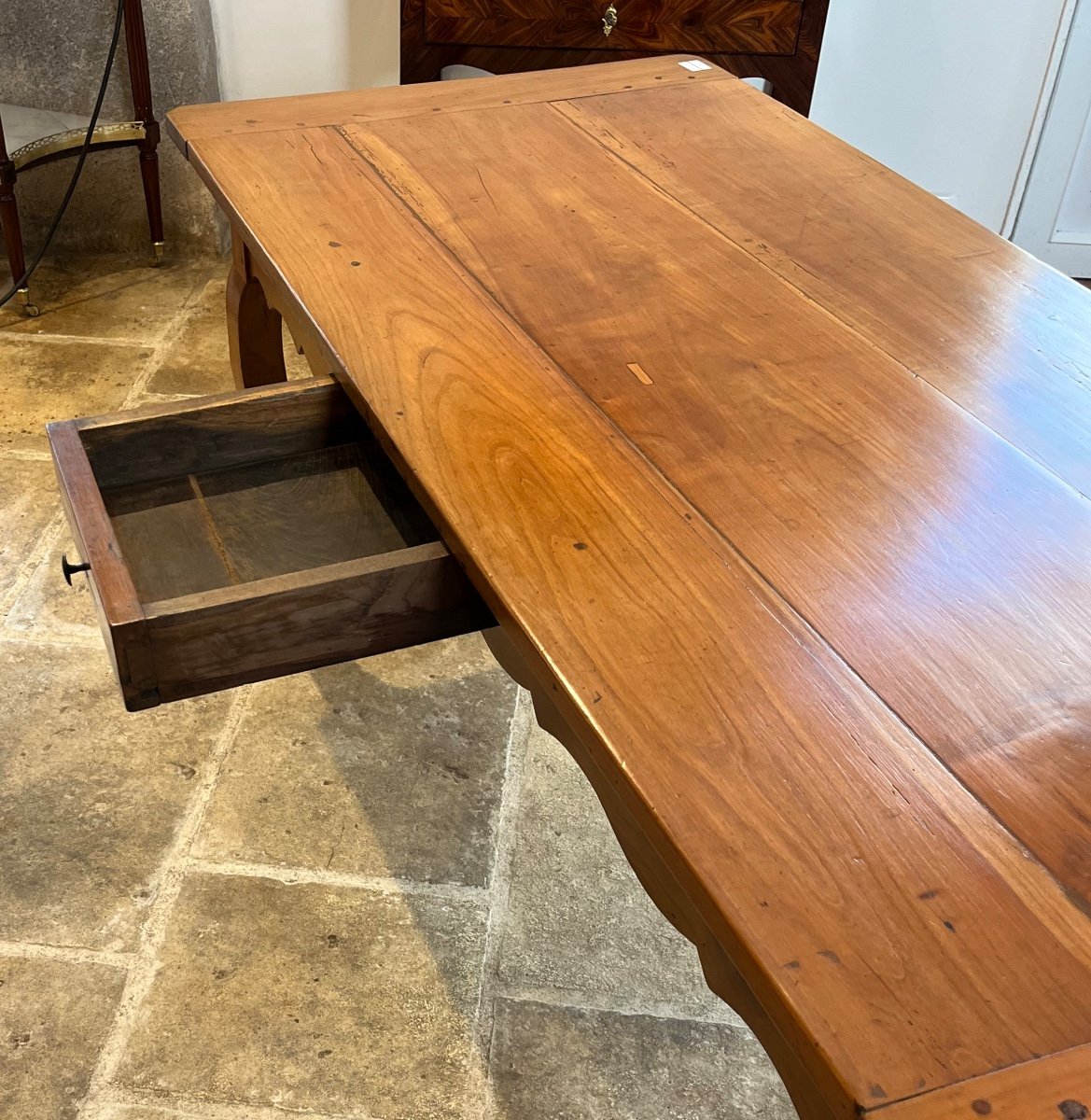 Louis XV Period Farmhouse Table In Blond Cherry Wood -photo-1