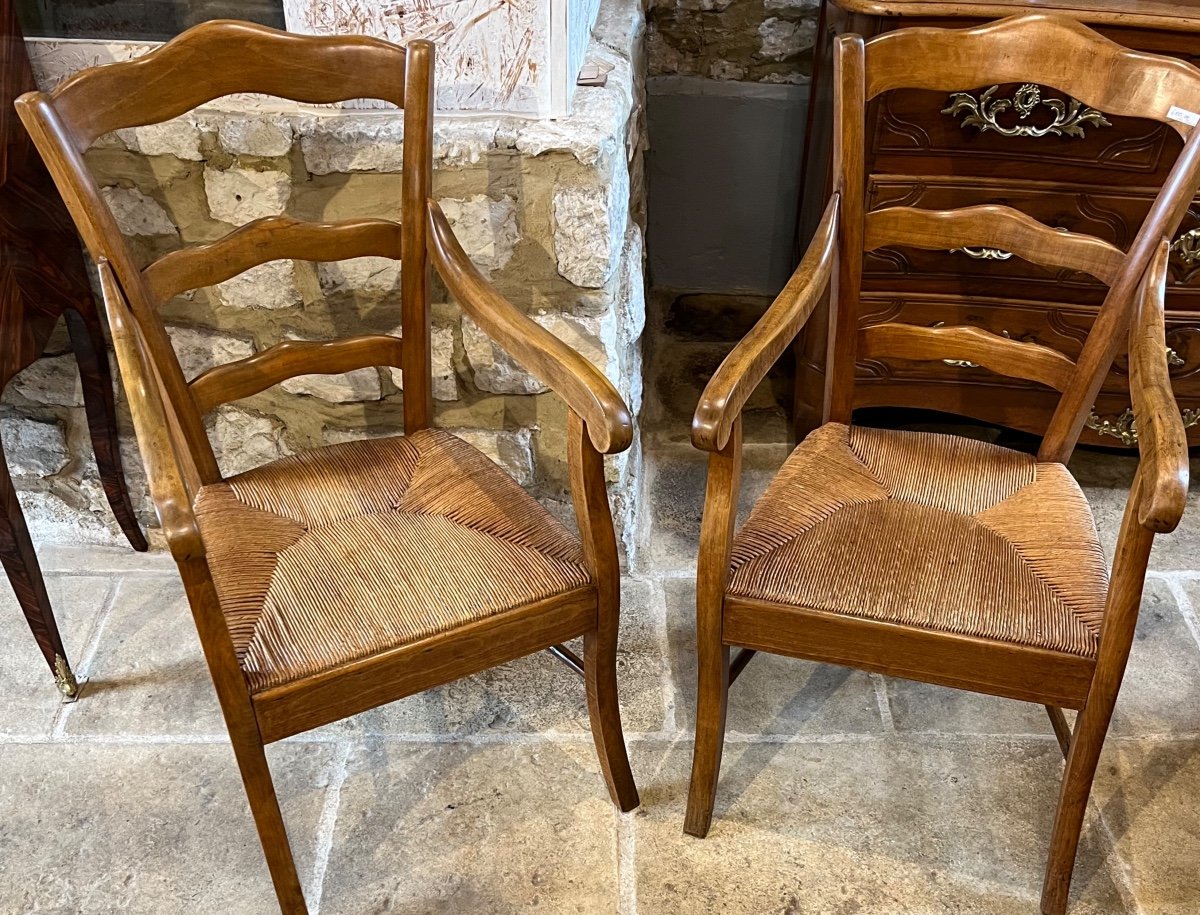 Pair Of Straw Armchairs 