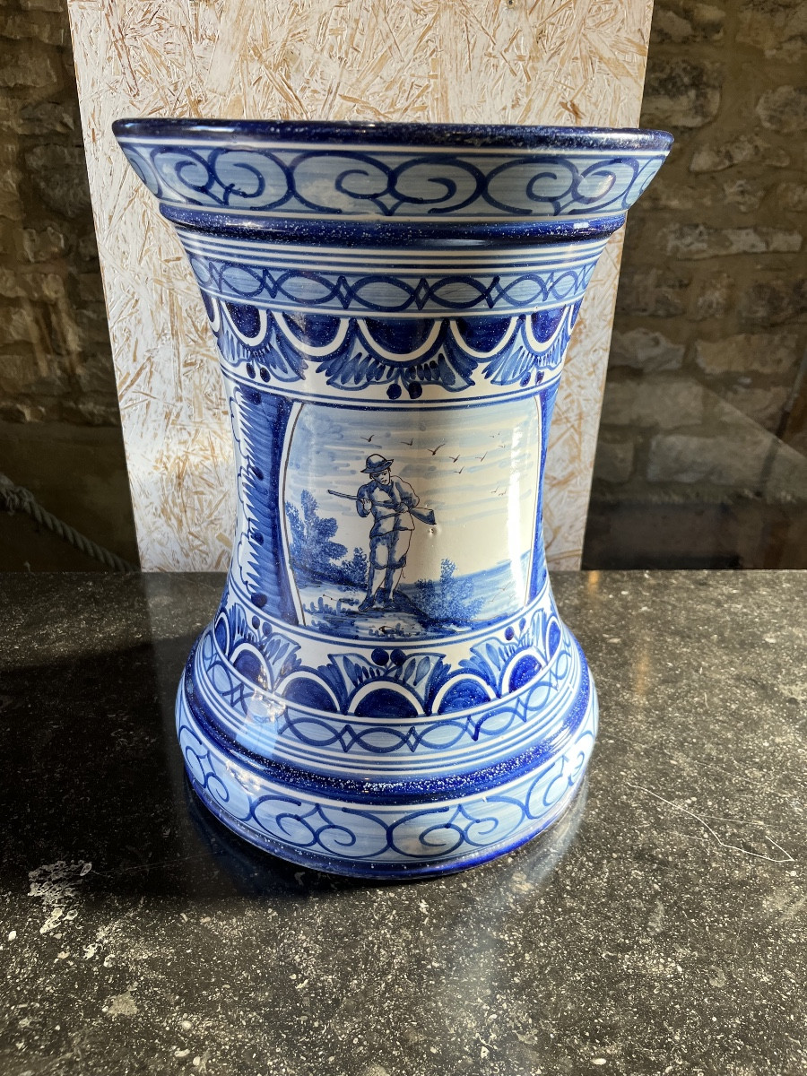 Nevers Earthenware Planter And Column, 19th Century -photo-2