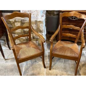 Pair Of Straw Armchairs 