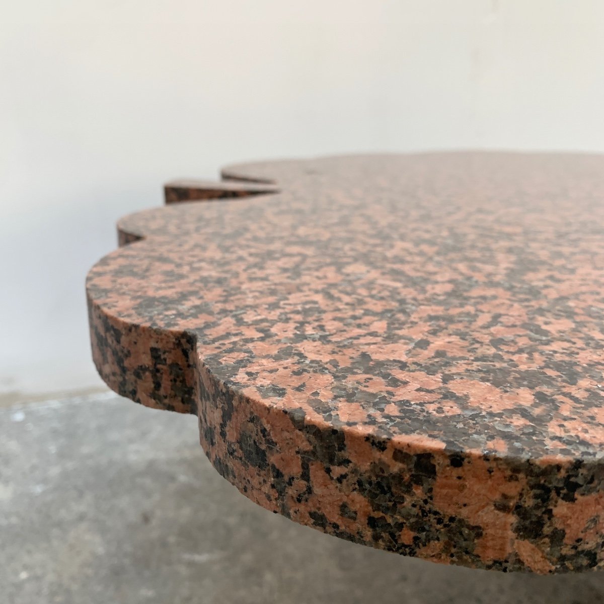 Old Granite And Hammered Wrought Iron Coffee Table-photo-2