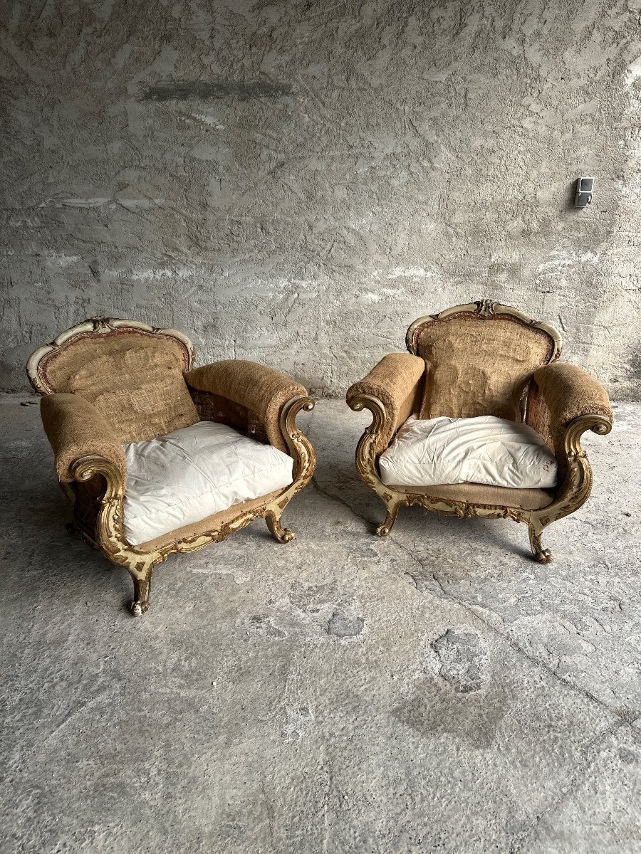 Paire De Fauteuils Rococo Italien-photo-2