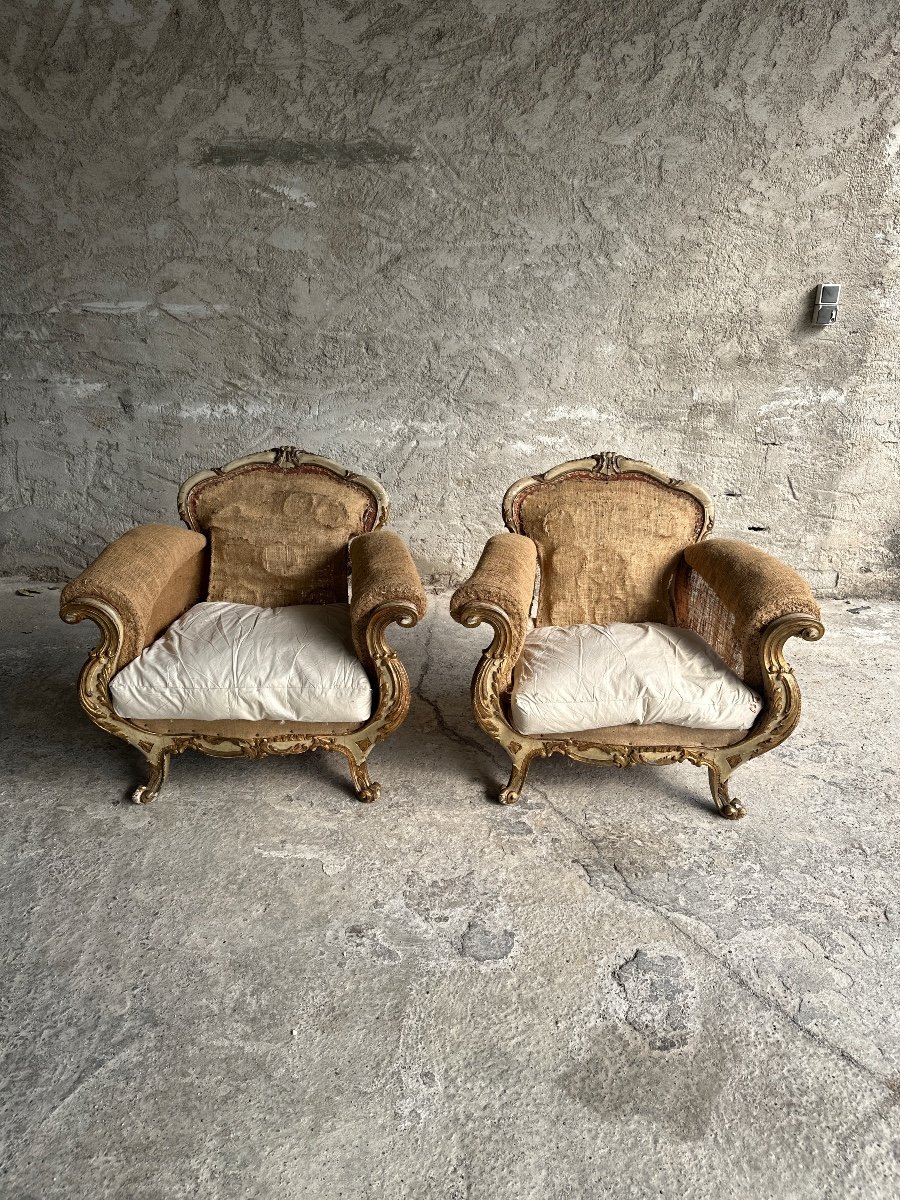 Paire De Fauteuils Rococo Italien