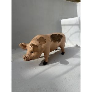 Late 19th Century Glazed Ceramic Butcher Pig